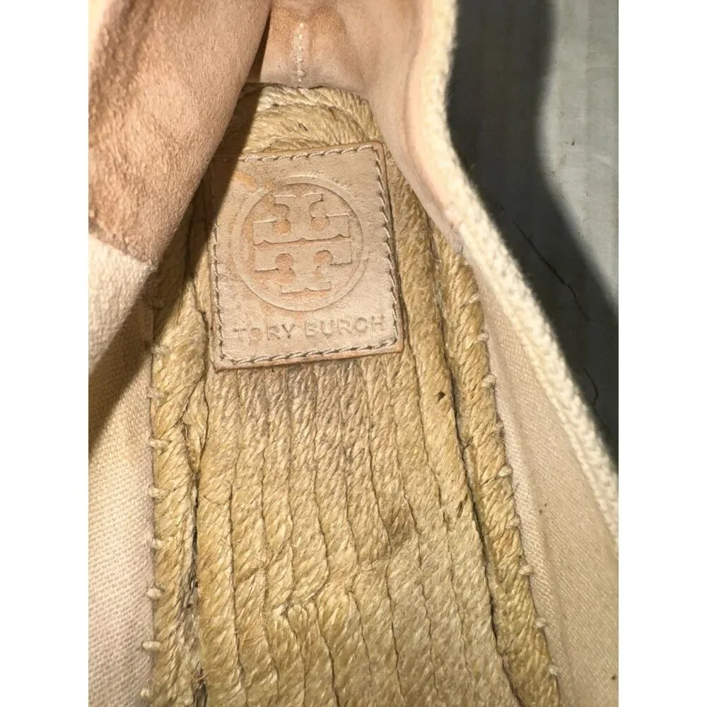Tory Burch Canvas Color Block Flat Espadrille size 10.5‎ Black And Tan